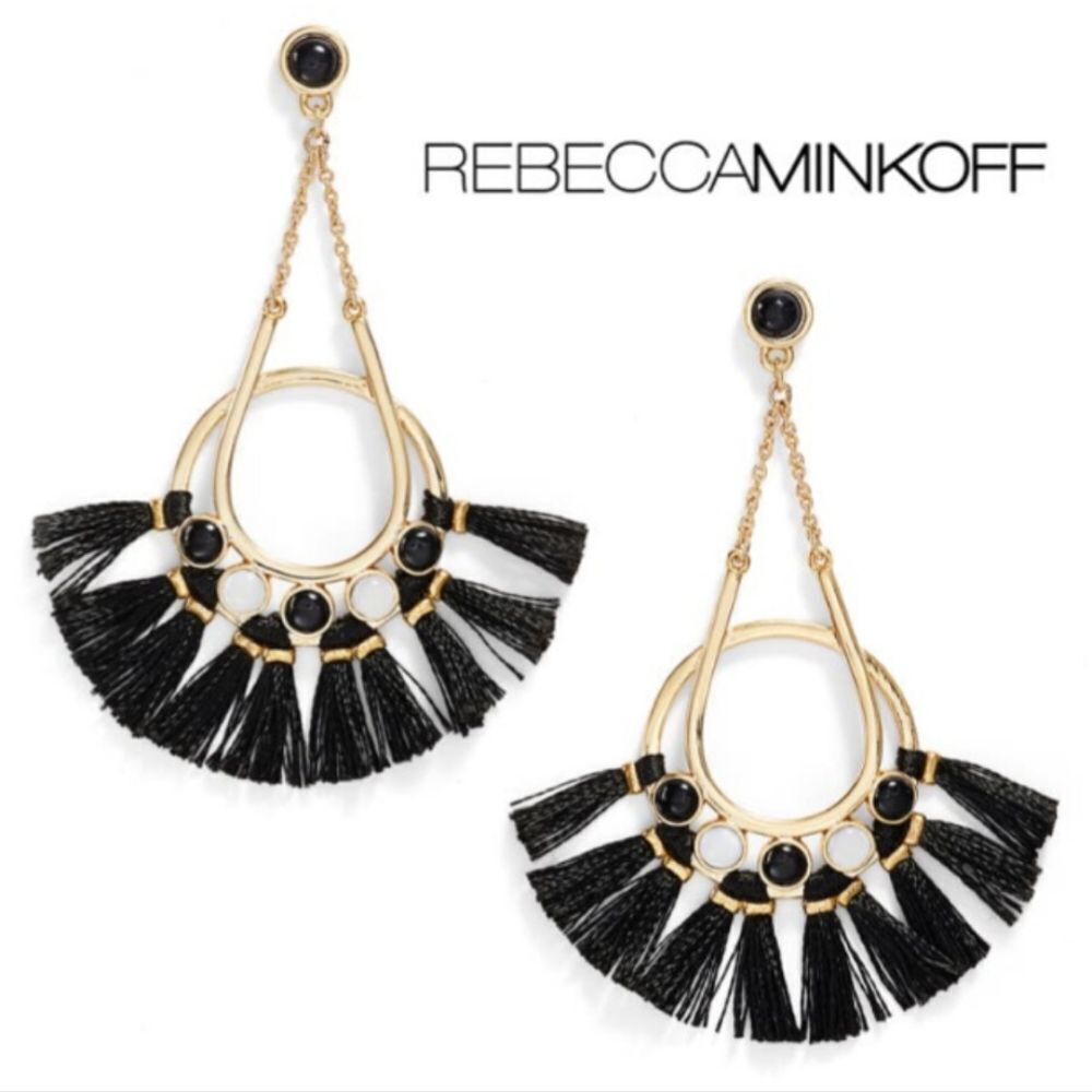 Rebecca Minkoff crystal drop fringe earrings
